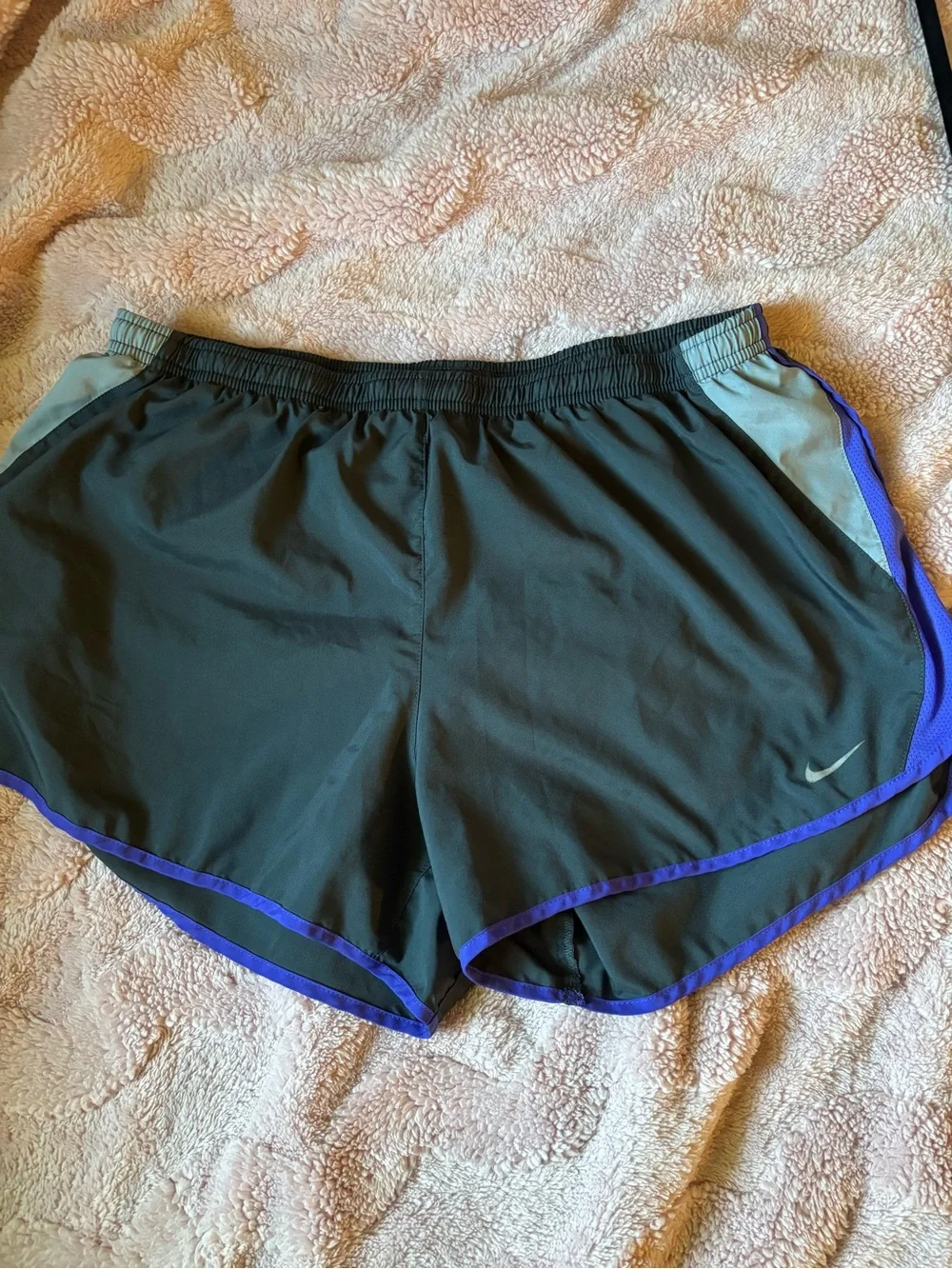 Nike Black and Purple Dri-FIT Athletic Shorts
